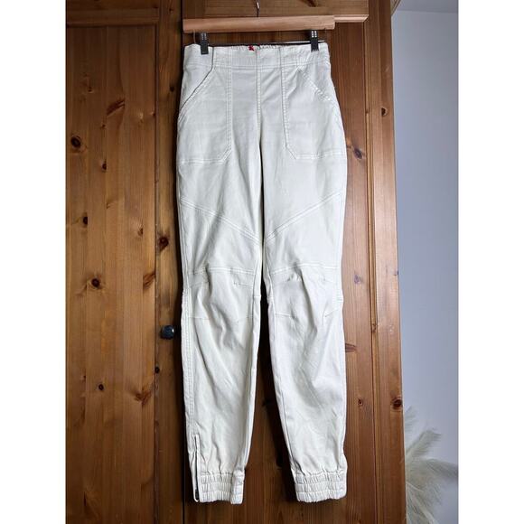 Spanx Stretch Twill Cargo Jogger Pants Women’s Small Ivory White Professional - Picture 2 of 8